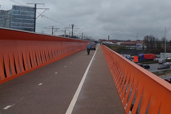 Dinsdag reed een bestelwagen over de fietsersbrug over de Brusselse Ring.