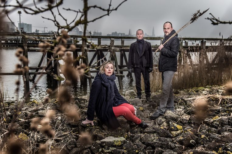Sofie Decleir, Jorgen Cassier en Koen van Kaam van Theater Zuidpool in Antwerpen. Beeld Jonas Roosens