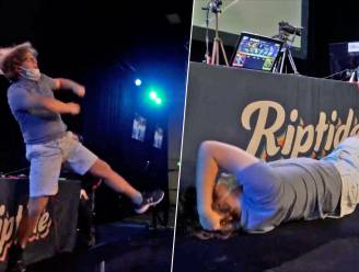 Esporter viert winst zo uitbundig dat hij zijn schouder uit de kom juicht