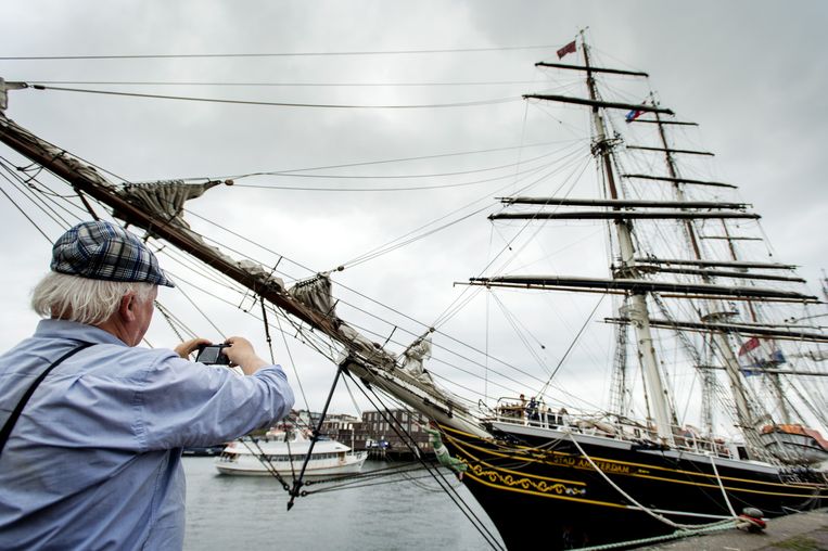 Schepen in de haven van IJmuiden voor aanvang van Sail Amsterdam 2015. Beeld anp