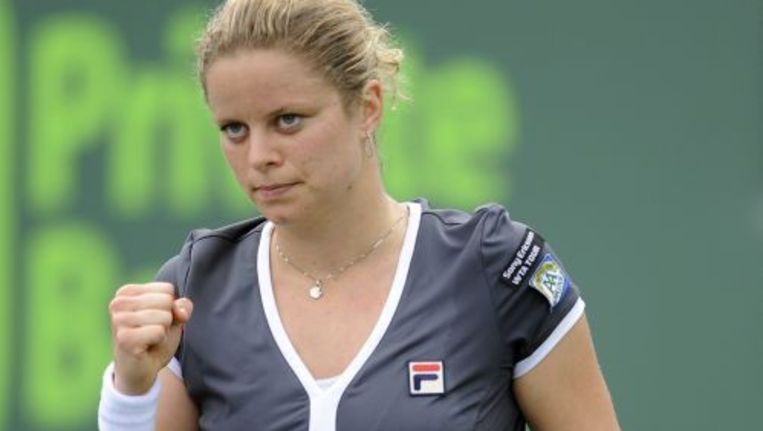 Kim Clijsters is blij met haar overwinning. ANP Beeld 