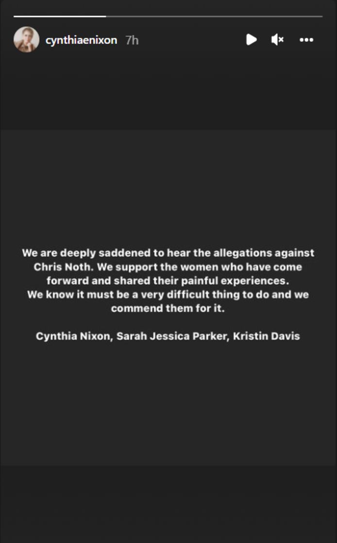 Les trois actrices de "Sex and the City" ont réagi aux accusations qui pèsent contre leur collègue dans un court communiqué partagé sur les réseaux sociaux.