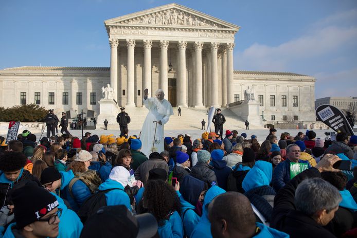 Anti-abortusactivisten voor het Amerikaans Hooggerechtshof in Washington DC.