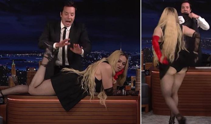 Madonna doet gek bij Jimmy Fallon.