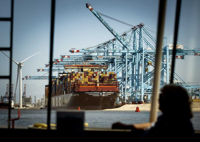 Illustratiebeeld (grootste containerschip ter wereld in de Rotterdamse haven). “Als iemand iets doet dat Rusland tegenwerkt, dan zijn ze een doelwit”, zegt de Amerikaanse onderzoeker Tom Hegel die de pro-Russische groep al een tijd volgt.