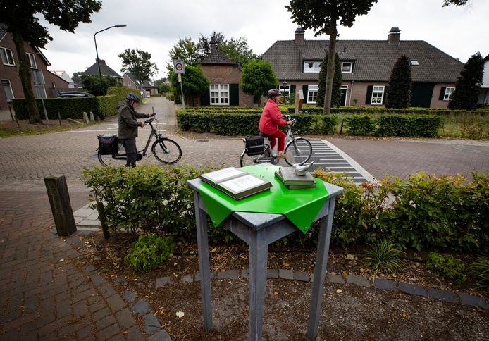 Een van de gedichtentafels in Leende aan de Oostrikkerdijk.