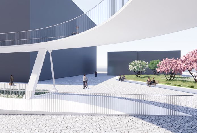 Zo zal de publieke ruimte ronde Parkbrug er volgens het goedgekeurde ontwerp uitzien.