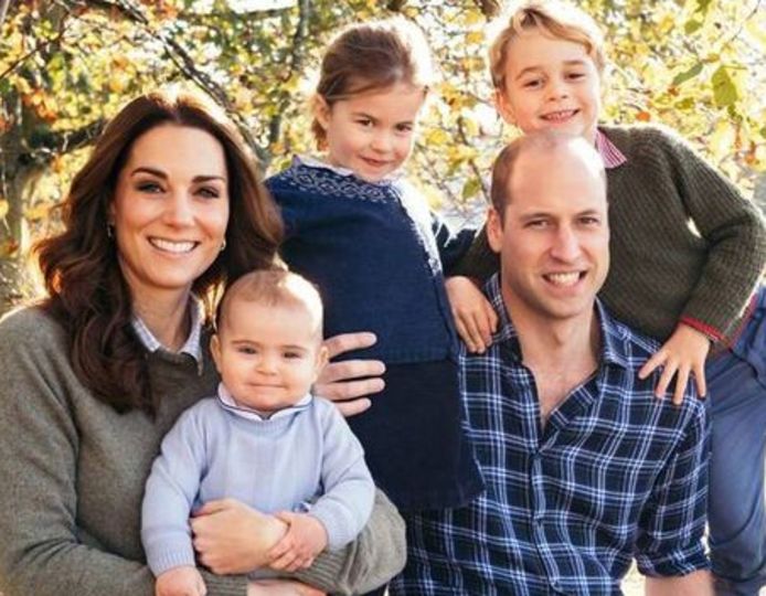 William en Kate met hun kinderen: George, Charlotte en Louis.