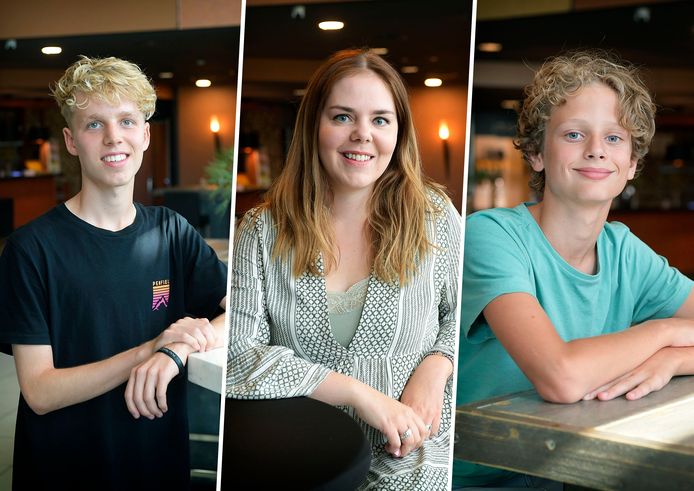Bailey (links), Pascalle (midden) en Sem (rechts) vertellen over het project ZomerOndernemer.