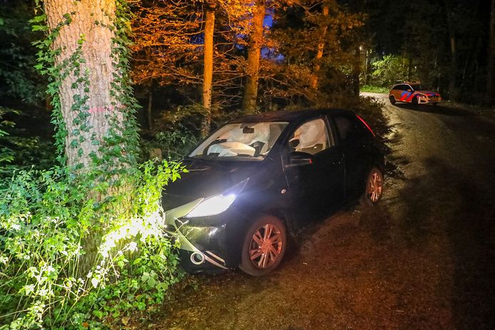 Een auto in Lieren knalde vrijdagochtend tegen een boom.