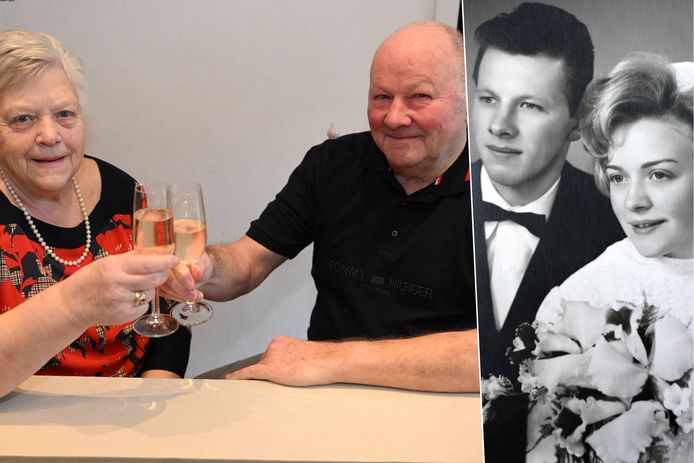 Links: Eddy en Marleen Merckx zijn vandaag veertien jaar getrouwd, rechts: hun trouwfoto.