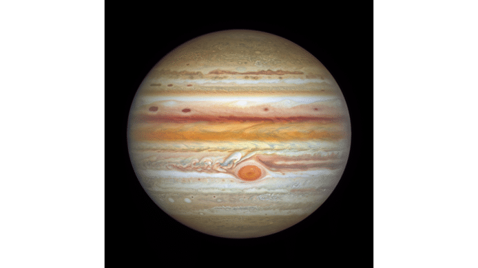 Jupiter gezien door de lens van ruimtetelescoop Hubble.