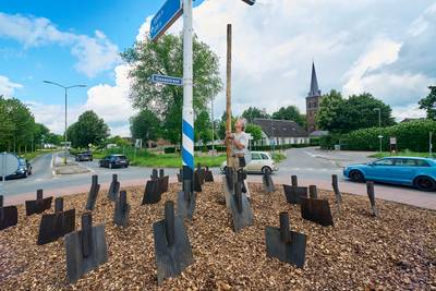 28 spades en batsen op rotonde Macharen, maar waar is nou die haan?