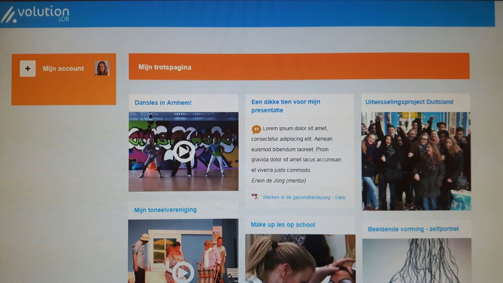 Voorbeeld van het digitaal portfolio