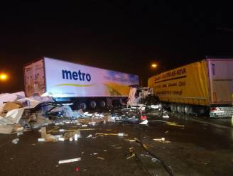 Enorme ravage: twee doden na ongeval met drie vrachtwagens op E17