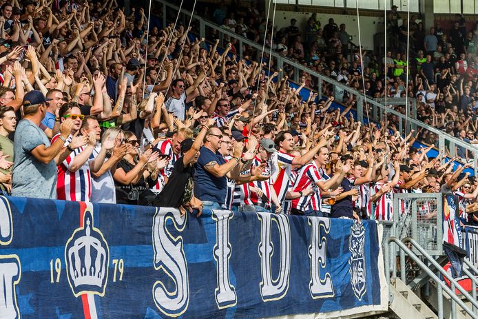 In dit vak geen spreiding bij de supporters van Willem II tijdens de thuiswedstrijd tegen Feyenoord van afgelopen weekend (0-4).