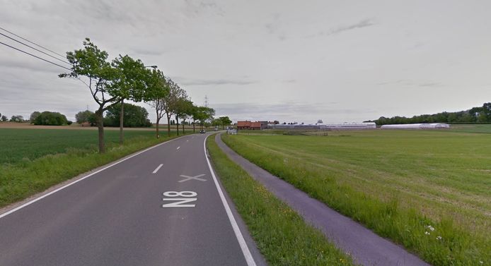 De N8 tussen Avelgem en Zwevegem, met passage door Heestert.