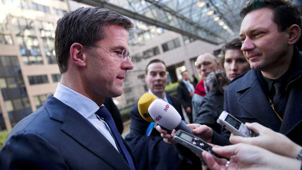 Premier Mark Rutte komt aan voor de vergadering van de Europese Raad in Brussel. Beeld anp
