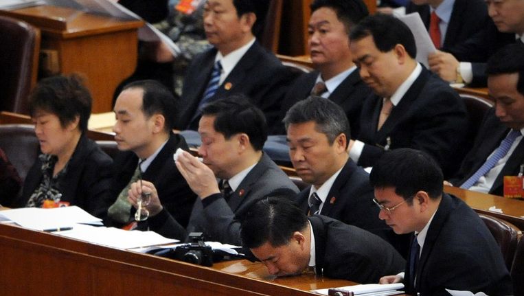 Delegatieleden tijdens het nationale volkscongres in China. Beeld afp