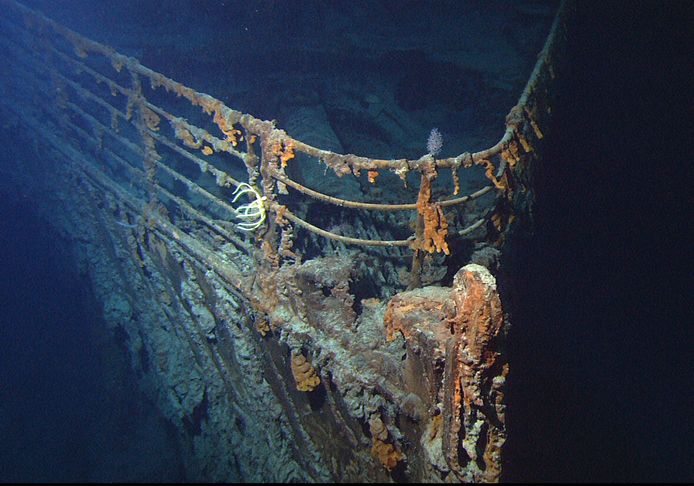 De boeg van de Titanic. De plek in de film waar Leonardo DiCaprio zich 'king of the world' waande.