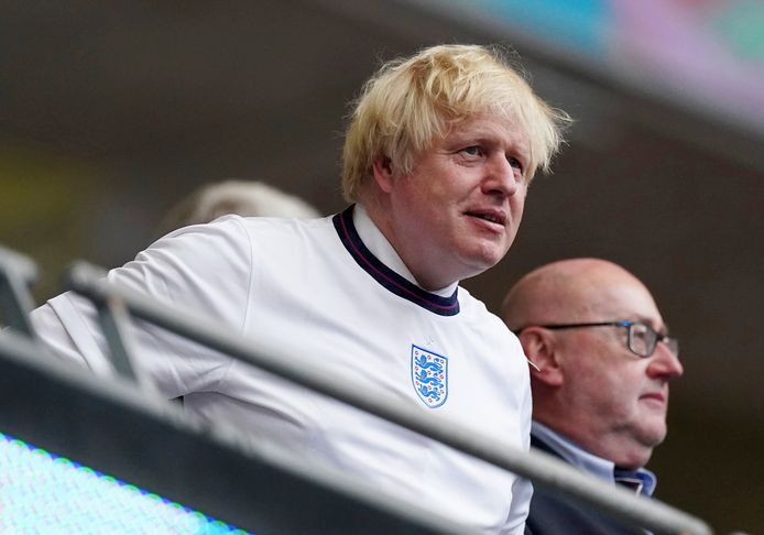 Premier Boris Johnson was aandachtig toeschouwers op Wembley.