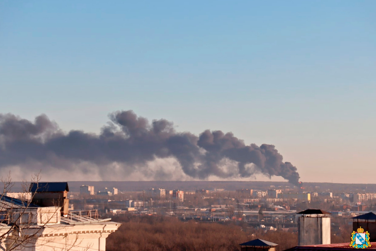 De droneaanvallen laten zien dat Oekraïne ook Moskou zou kunnen treffen.  Beeld beeld beschikbaar gesteld door overheid in Koersk/AP