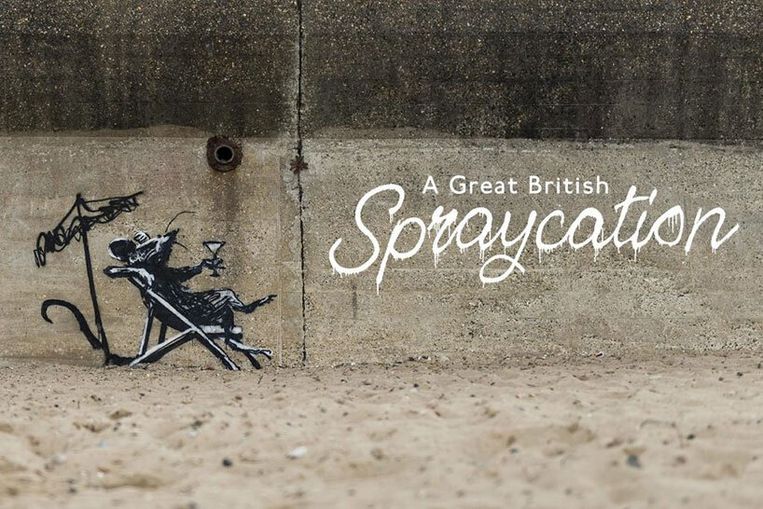 Een kunstwerk van Banksy vlakbij North Beach in Lowestoft. Beeld Banksy