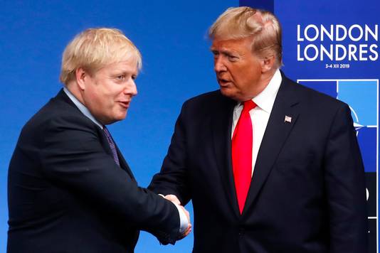 Archiefbeeld van Donald Trump en Boris Johnson tijdens een ontmoeting in december vorig jaar.
