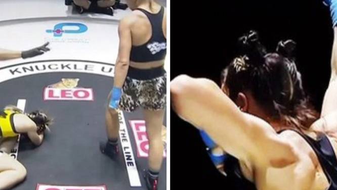Une boxeuse exhibe sa poitrine pour célébrer sa victoire