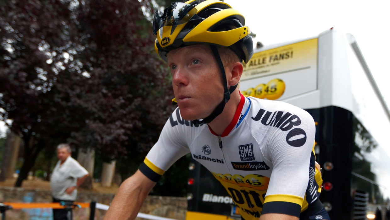 Wielrenner Steven Kruijswijk aan de start van de Vuelta. Beeld photo_news
