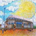 De Kuip in Rotterdam als schilderij van Van Gogh.