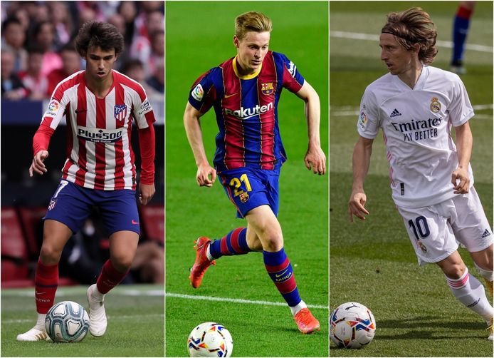 Joao Felix, Frenkie de Jong en Luca Modric.