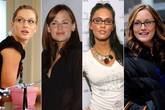 V.l.n.r. Gisele Bündchen in ‘Devil Wears Prada’ (2006), Jennifer Garner (2004), Megan Fox (2007) en ‘Gossip Girl’-actrice Leighton Meester (2009).
