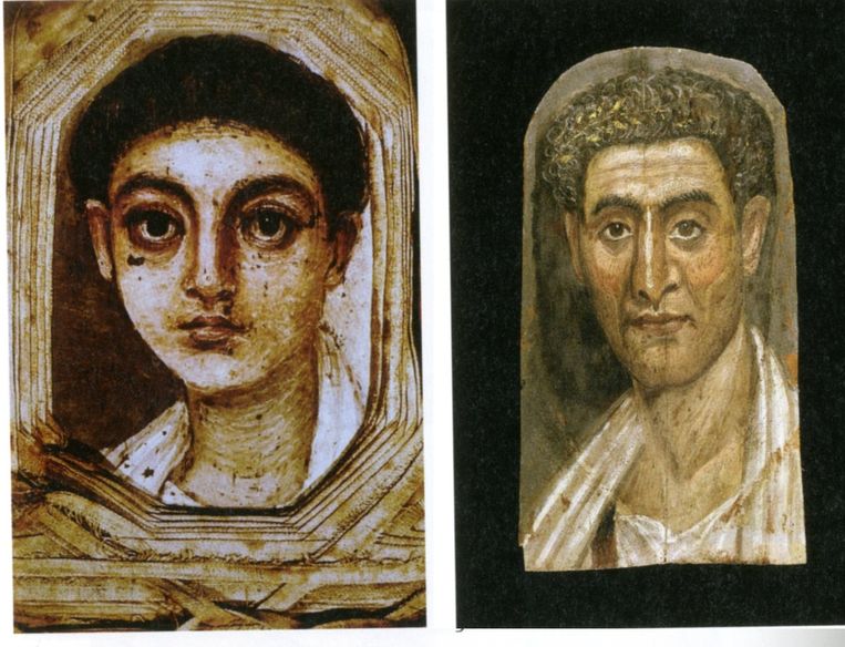Mummieportretten: jongen 100-150 n.C. (Brits Museum, Londen); Demetrios, gestorven op 89-jarige leeftijd (Brooklyn Museum, New York) Beeld  