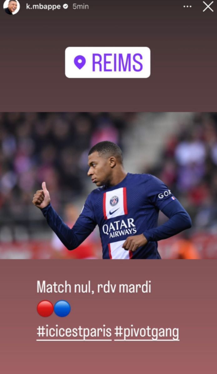 De Instagrampost van Mbappé.