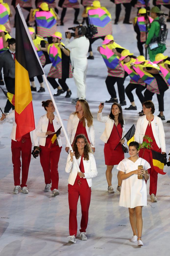 Olivia Borlée tijdens de openingsceremonie in Rio.