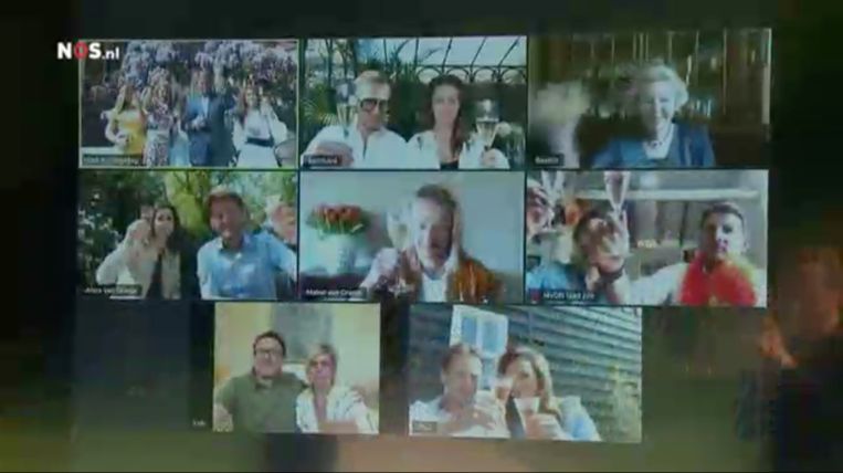 De zoomcall van de koninklijke familie. Beeld NOS