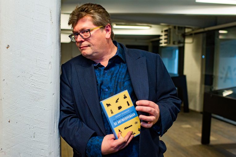 Geert Stadeus in 2019 bij de boekvoorstelling van 'Het hoe en waarom van de Antwerpenaar'.  Beeld Klaas De Scheirder