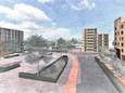 Artist’s Impression van de ‘Entree van Etten-Leur’ met links Stationsplein 45 en rechts gebouw Rock.