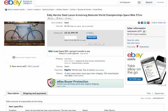 Prix du vélo de store armstrong