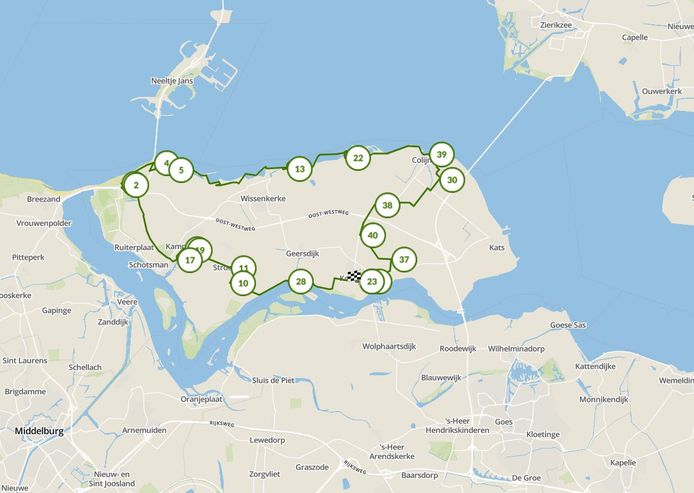 De 42-kilometer lange rit 'Fietsen door Noord-Beveland' is de op één na populairste fietsroute van Nederland op fietsnetwerk.nl