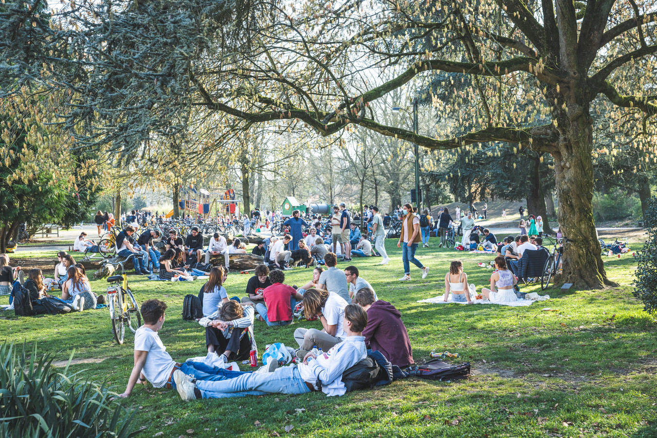 Groep jongeren test grenzen met politie af aan vooravond van heropening  terrassen en trekt van park naar park | Foto | pzc.nl