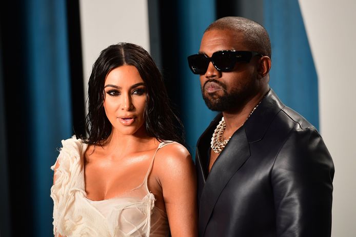 Kanye West met zijn vrouw Kim Kardashian.