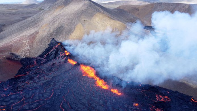 Vulkaanuitbarsting van Fagradalsfjall in Ijsland.
