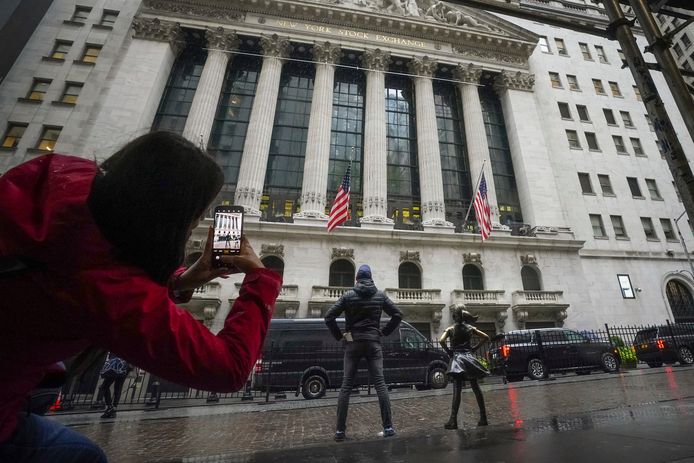 Beeld aan de New York Stock Exchange op Wall Street in New York.
