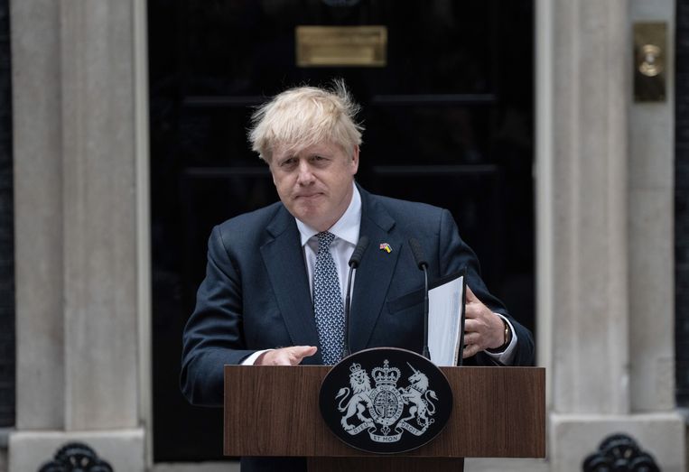 Boris Johnson kondigde donderdag zijn vertrek aan als premier van het Verenigd Koninkrijk. Beeld Carl Court / Getty