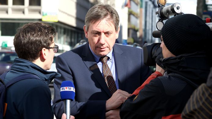 Le ministre de l'Intérieur Jan Jambon lors de la marche contre la Terreur ce dimanche 17 avril 2016 à Bruxelles.