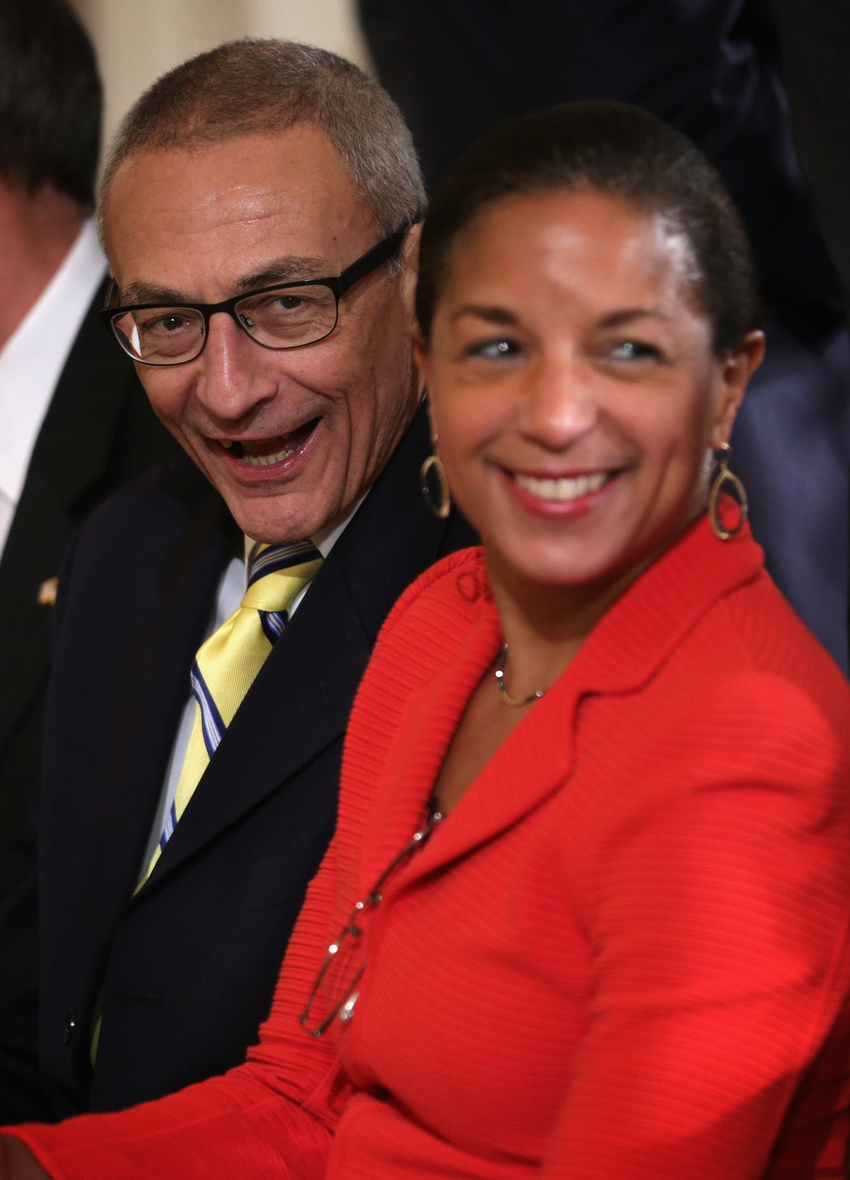 Podesta met Obama's nationale veiligheidsadviseur Susan Rice. Beeld getty