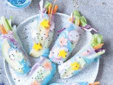 Unicorn springrolls en unicorn chocolademelk. Zo maak je het