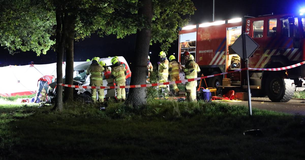 Dode en zwaargewonde bij ernstig ongeluk, bestelbus botst tegen boom